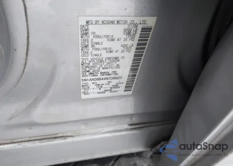 2004 Nissan Pathfinder Armada Le из США, поврежденный, VIN 5N1AA08B44N738623